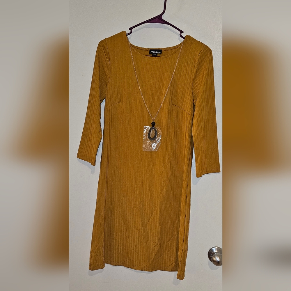 Messini Petite Small Mustard Yellow Dress
